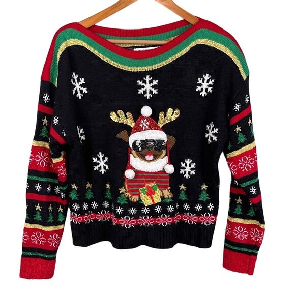 99 Jane Street Women’s Ugly Christmas Sweater Oversized Boxy Fit Size S - Picture 1 of 9